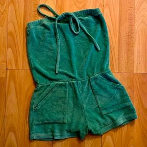 American apparel French terry beach cover-up romper sea foam green size small S